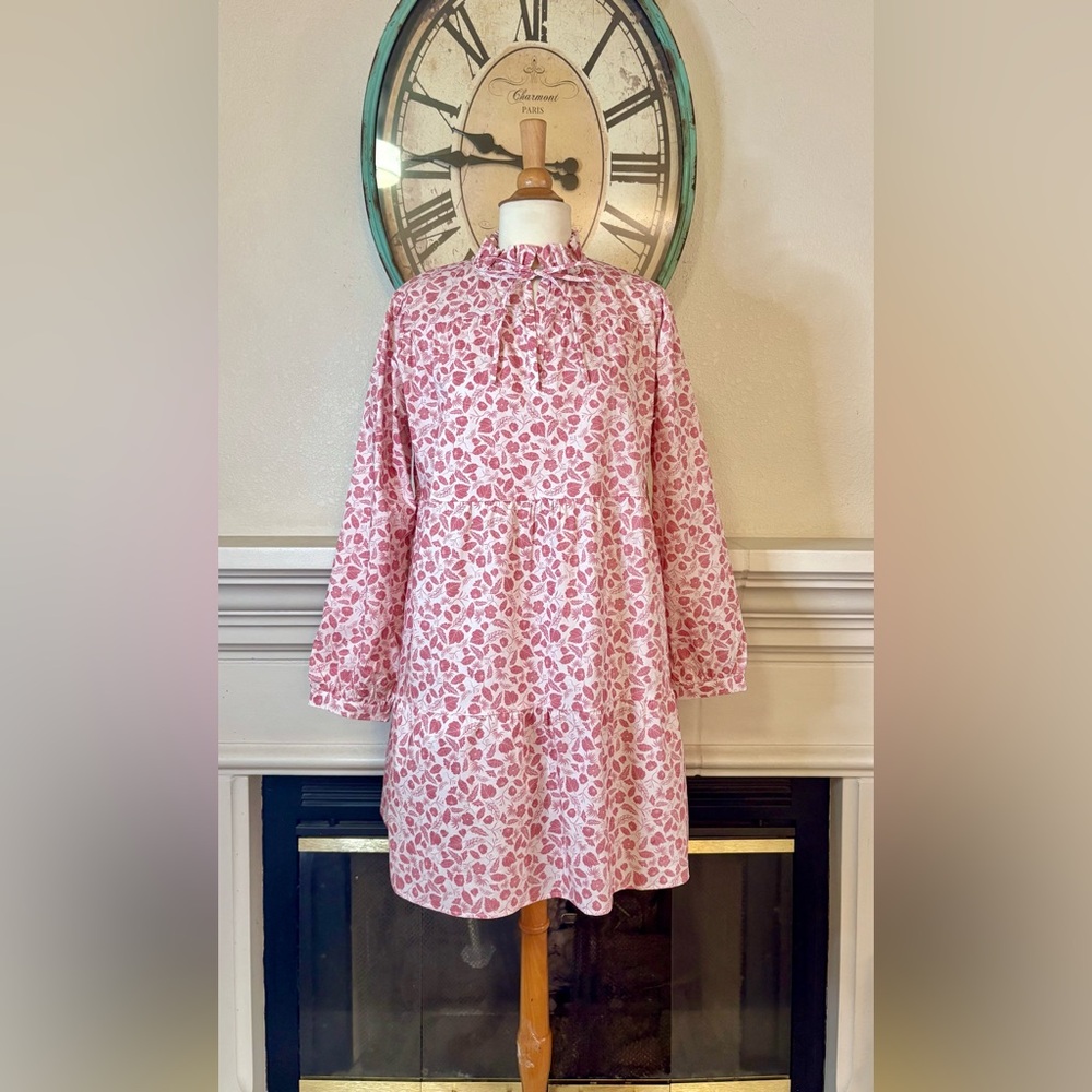 LINE-Pink Tiered Floral Dress